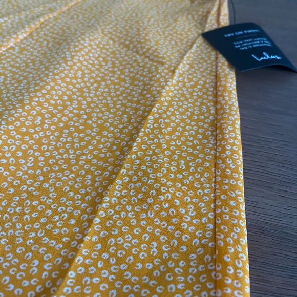 Lulus Castana Mustard Yellow Print Button-Up Dress XS - Picture 2 of 4